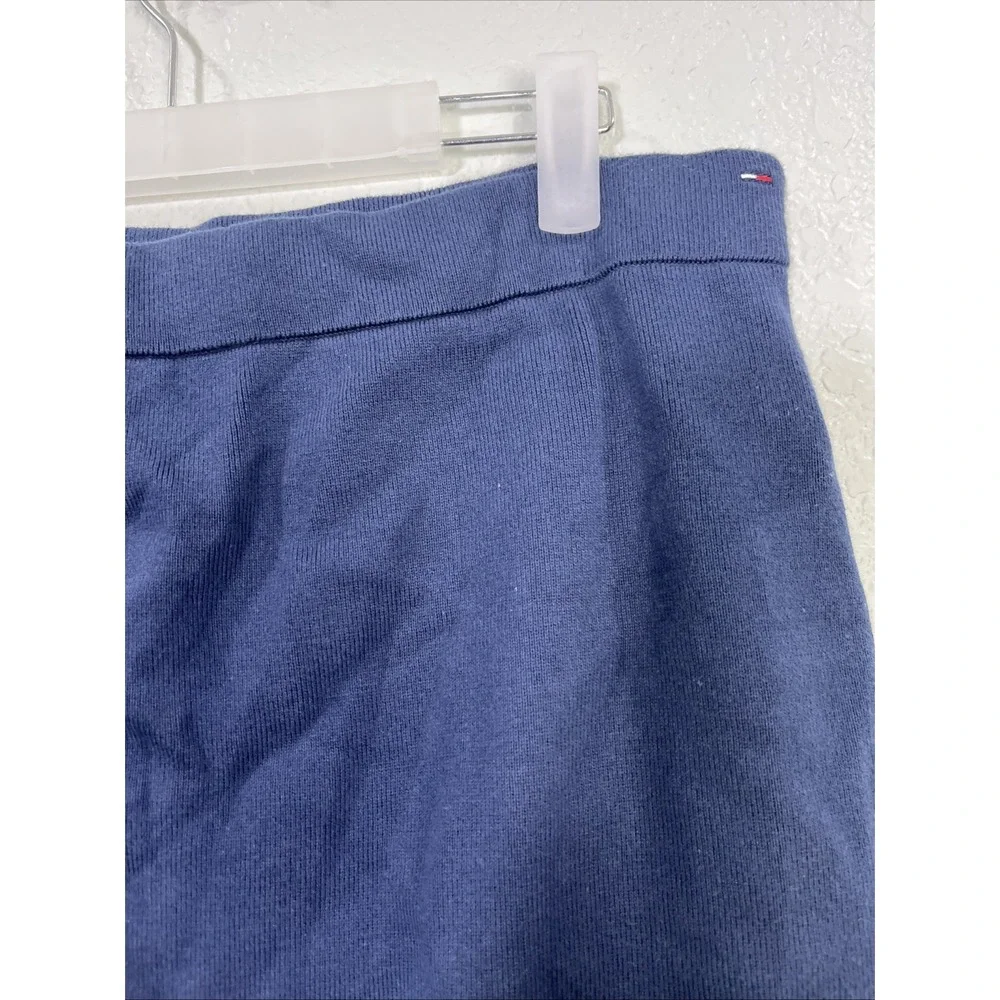 Tommy Jeans Skirt Womens XL Navy Blue Knit Pencil Midi Back Slit Cotton Heritage